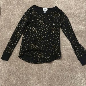 Black 1012 large kids long sleeved shirt with Golden hearts